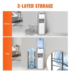Vattenkannahållare 3-vånings, Enkelrads flaskställ för 3 flaskor, Svart, robust design, utrymmeseffektiv