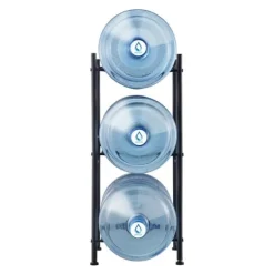 Vattenkannahållare 3-vånings, Enkelrads flaskställ för 3 flaskor, Svart, robust design, utrymmeseffektiv