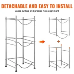 Vattenkannahållare 3-vånings, enkelrads flaskställ för 3 flaskor, silverfärg, robust och stilren design