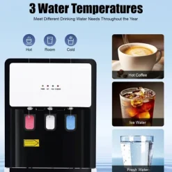 Vattenkylare-Vattenkylare och Dispenser - Golvstående - Bottenmatad - Varm & Kall - Spänning 220V - EU-kontakt - Uppvärmning 500W, Kylning 75W - Vit