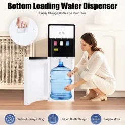 Vattenkylare-Vattenkylare och Dispenser - Golvstående - Bottenmatad - Varm & Kall - Spänning 220V - EU-kontakt - Uppvärmning 500W, Kylning 75W - Vit