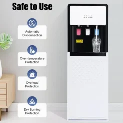 Vattenkylare-Vattenkylare och Dispenser - Golvstående - Bottenmatad - Varm & Kall - Spänning 220V - EU-kontakt - Uppvärmning 500W, Kylning 75W - Vit