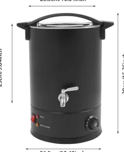 Vaxsmältare för ljustillverkning - Elektrisk vaxgryta 12 l - 1800 W - SUS304 rostfritt stål - Justerbar 30–110°C - Spänning 220–240 V, 50 Hz - Svart | CDON