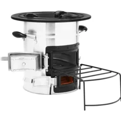 vidaXL Vedeldad campingspis silver 51,5x35x30,5 cm rostfritt stål