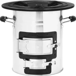 vidaXL Vedeldad campingspis silver 51,5x35x30,5 cm rostfritt stål