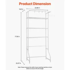 Tvättmaskiner-Över Tvättmaskin Hylla, Enkelrad 3-Vånings Förvaringsställ, Vit, för Torktumlare och Tvättmaskin