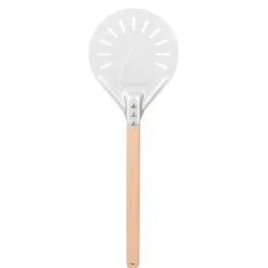 Verktygsset för pizzatillverkning - Rund pizzaspatel med avtagbart trähandtag (9 tum)