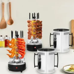 Vertikal elgrill/rotisseri - SW-5 - 1000 W - Rostfritt stål - Automatisk rotation - För kebab, shawarma, gyros - Vit
