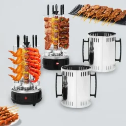 Vertikal elgrill/rotisseri - SW-5 - 1000 W - Rostfritt stål - Automatisk rotation - För kebab, shawarma, gyros - Vit