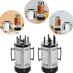 Vertikal elgrill/rotisseri - SW-5 - 1000 W - Rostfritt stål - Automatisk rotation - För kebab, shawarma, gyros - Vit