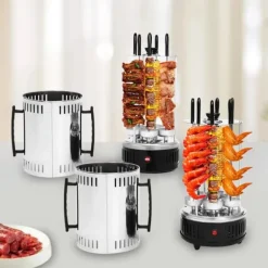 Vertikal elgrill/rotisseri - SW-5 - 1000 W - Rostfritt stål - Automatisk rotation - För kebab, shawarma, gyros - Vit