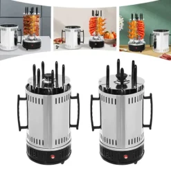 Vertikal elgrill/rotisseri - SW-5 - 1000 W - Rostfritt stål - Automatisk rotation - För kebab, shawarma, gyros - Vit