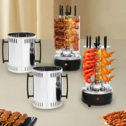 Vertikal elgrill/rotisseri - SW-5 - 1000 W - Rostfritt stål - Automatisk rotation - För kebab, shawarma, gyros - Vit