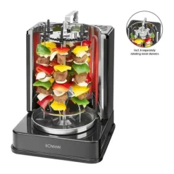 Grillugnar & Ugnar Med Roterande Stekspett-Vertikalt spett - BOMANN - DVG 3006 CB Svart - 1400 Watt - Blinkers - Fettfri grill