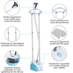 Ångpressar-Vertikalt strykssystem, 30 g/min ångutsläpp, 2 L vattentank