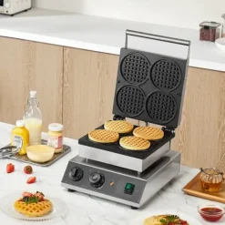Våffeljärn-Våffelmaskin 4ST, Kommersiell Rund, 1750W, Non-stick, Snabb uppvärmning, Långvarig hållbarhet, Enkel rengöring