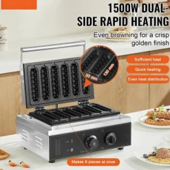 Våffeljärn-Våffelpinnemaskin 6ST, 1500W, Hög Effektivitet, Perfekt för Restaurang och Café, Kommersial, Lång Livslängd