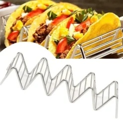 V-formad tacohållare i rostfritt stål - 4-5 galler - Matställ för hemmakök - 6,3x22,5x4,5 cm/2,5x8,9x1,8in