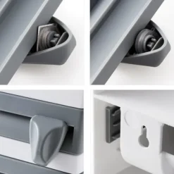 Köksorganiserare-Vägghållare för plastfolie / aluminiumfolie & hushållspapper Vit/Grå