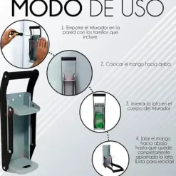 Väggmonterad aluminiumburkkross med mjukt handtag för enkel återvinning