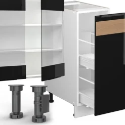 Monteringsfärdiga Kök & Pentryn-Vicco kök Fame-Line, Ek blank svart/vit, 280 cm, PT Ek