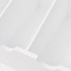 vidaXL Besticklåda MDF vit barockstil - Brickor för tallrikar och bestick