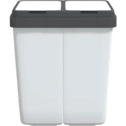 vidaXL Soptunnor & Papperskorgar-Dubbel sophink vit 2x25 L - Soptunnor & papperskorgar