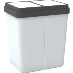 vidaXL Soptunnor & Papperskorgar-Dubbel sophink vit 2x25 L - Soptunnor & papperskorgar