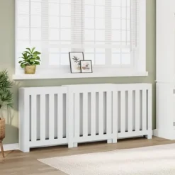 vidaXL Värmeelement-Elementskydd vit 205x21,5x83,5 cm konstruerat trä