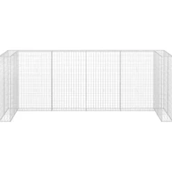 vidaXL Tillbehör Till Avfallshantering-Gabionmur för soptunnor galvaniserat stål 320x100x120 cm - Ställningar till sopkärl