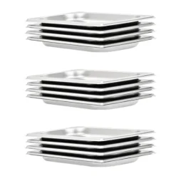 vidaXL Tillbehör För Matservering-Gastronormkantiner 12 st GN 1/4 20 mm rostfritt stål - Kokeribehållare