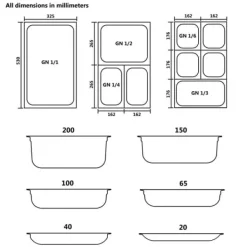 vidaXL Tillbehör För Matservering-Gastronormkantiner 12 st GN 1/4 20 mm rostfritt stål - Kokeribehållare