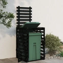 vidaXL Tillbehör Till Avfallshantering-Skjul för sopkärl 84x90x128,5 cm svart massiv furu - Ställningar till sopkärl