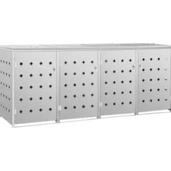 vidaXL Tillbehör Till Avfallshantering-Skjul till fyra sopkärl 240 L rostfritt stål - Ställningar till sopkärl