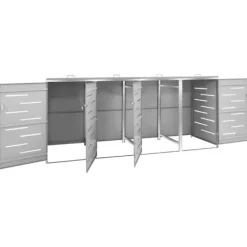 vidaXL Tillbehör Till Avfallshantering-Skjul till fyra sopkärl 276,5x77,5x112,5 cm rostfritt stål - Ställningar till sopkärl