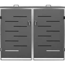 vidaXL Tillbehör Till Avfallshantering-Skjul till två sopkärl 138x77,5x112,5 cm rostfritt stål - Ställningar till sopkärl