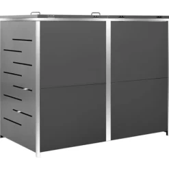vidaXL Tillbehör Till Avfallshantering-Skjul till två sopkärl 138x77,5x112,5 cm rostfritt stål - Ställningar till sopkärl