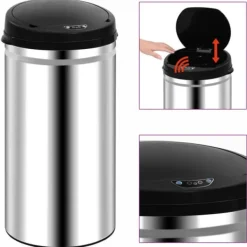 vidaXL Soptunnor & Papperskorgar-Soptunna med automatisk sensor 50 L rostfritt stål - Soptunnor & papperskorgar