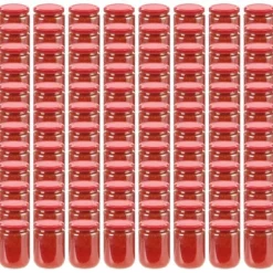 vidaXL Honungsburkar-Syltburkar i glas med röda lock 96 st 230 ml - Honungsburkar