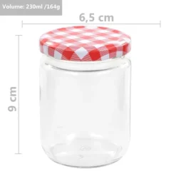 vidaXL Syltburkar i glas med vita och röda lock 48 st 230 ml - Honungsburkar