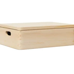 vidaXL Trälåda med lock och handtag 40x30x13 cm massiv furu