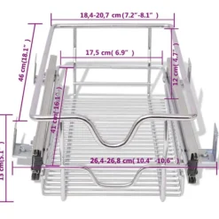 vidaXL Förvaringssystem För Kökslådor-Utdragbara trådkorgar 2 st silver 300 mm - Hållare för köksgeråd