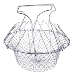 Durkslag & Silar-Vikbar salladskorg - Rostfritt stål - 2 STK - Rostbeständig - Multifunktion - Enkel förvaring