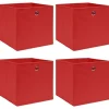Vikbara förvaringslådor 4 st - Hållbara förvaringslösningar | Färg: Röd | Storlek: 32x32x32 cm