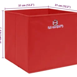 Vikbara förvaringslådor 4 st - Hållbara förvaringslösningar | Färg: Röd | Storlek: 32x32x32 cm