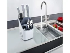 Köksorganiserare-Vilde organisatör draineringshylla korg bestick redskap bestick behållare