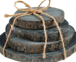 Glasunderlägg-Vilde Träskiva med bark grå 4 st.