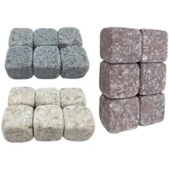 Whiskystenar-Vin kylare - VIT - 6 whiskystenar - Naturlig sten - Återanvändbar - 60 ml