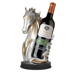 Vinflaskhållare, Konstnärlig Hästhuvuddesign, Hållbar Resinbyggnad,Klar