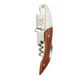 Korkskruvar-Vinflasköppnare i rostfritt stål med lättgrepp av trä